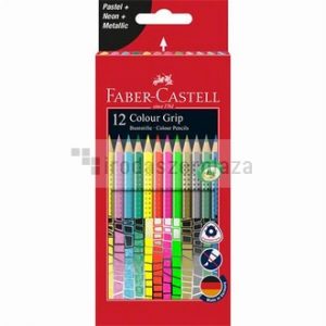Színes ceruza készlet, háromszögletű, FABER-CASTELL "Colour Grip", 12 különböző szín