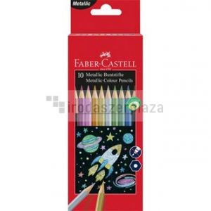 Színes ceruza készlet, hatszögletű, FABER-CASTELL, 10 különböző metál szín