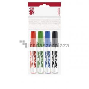 Tábla- és flipchart marker készlet, 1-3 mm, kúpos, ICO "Plan", 4 különböző szín