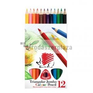 Színes ceruza készlet, háromszögletű, vastag, ICO "Süni", 12 különböző szín