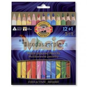Színes varázsceruza készlet, háromszögletű, KOH-I-NOOR "Magic 3408", 12+1 különböző szín