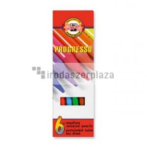 Színes ceruza készlet, henger alakú, famentes, KOH-I-NOOR "Progresso 8755/6", 6 különböző szín