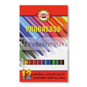 Színes ceruza készlet, henger alakú, famentes, KOH-I-NOOR "Progresso 8756/12", 12 különböző szín