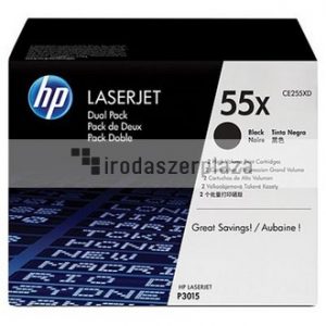 CE255XD Lézertoner LaserJet P3015 nyomtatóhoz, HP 55X, fekete, 2*12,5k
