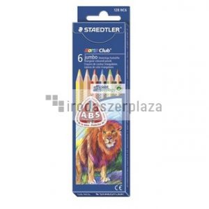 Színes ceruza készlet, háromszögletű, vastag, STAEDTLER "Noris jumbo 128", 6 különböző szín