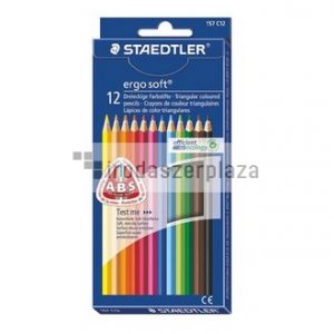 Színes ceruza készlet, háromszögletű, STAEDTLER "Ergo Soft 157", 12 különböző szín