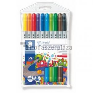Filctoll készlet, 1-3 mm, kétvégű, kimosható, STAEDTLER "Noris 320", 10 különböző szín