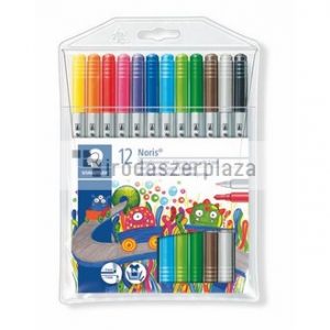 Filctoll készlet, 1-3 mm, kétvégű, kimosható, STAEDTLER "Noris 320", 12 különböző szín
