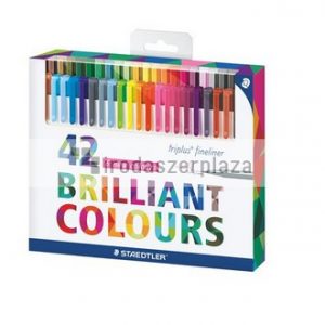 Tűfilc készlet, 0,3 mm, STAEDTLER "Triplus 334", 42 különböző szín