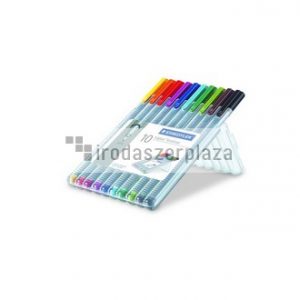 Tűfilc készlet, 0,3 mm, STAEDTLER "Triplus 334", 10 különböző szín