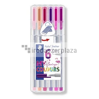 Tűfilc készlet, 0,3 mm, STAEDTLER "Triplus 334", 6 flamingo szín