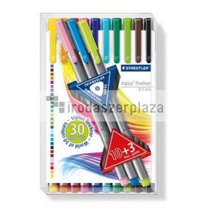 Tűfilc készlet, 0,3 mm, STAEDTLER "Triplus 334", 10+3 különböző szín