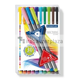 Tűfilc készlet, 0,3 mm, STAEDTLER "Triplus 334", 10+3 különböző szín