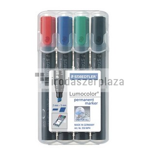 Alkoholos marker készlet, 2-5 mm, vágott, STAEDTLER "Lumocolor 350", 4 különböző szín