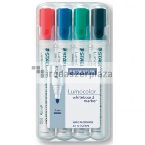 Táblamarker készlet, 2 mm, kúpos, STAEDTLER "Lumocolor 351", 4 különböző szín