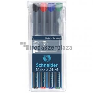 Alkoholos marker készlet, OHP, 1 mm, SCHNEIDER "Maxx 224 M", 4 különböző szín