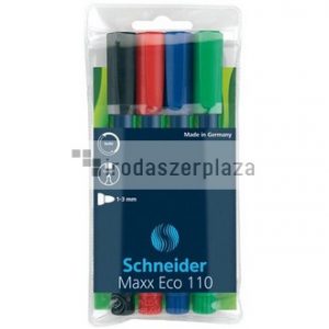 Tábla- és flipchart marker készlet, 1-3 mm, kúpos, SCHNEIDER „Maxx Eco 110", 4 különböző szín