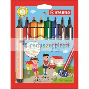 Filctoll készlet, 1,5-2 mm, rugós hegy, STABILO "Trio Scribbi", 8 különböző szín