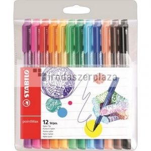 Rostirón készlet, 0,8 mm, STABILO "Point Max", 12 különböző szín