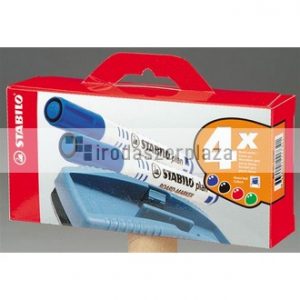 Táblamarker készlet, 2,5-3,5 mm, kúpos, szivaccsal, STABILO "Plan", 4 különböző szín