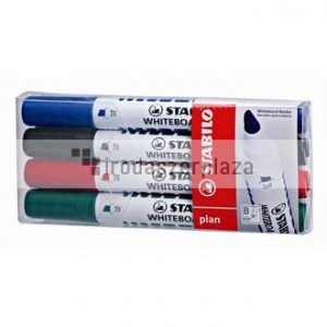 Táblamarker készlet, 1-5 mm, vágott, STABILO "Plan", 4 különböző szín