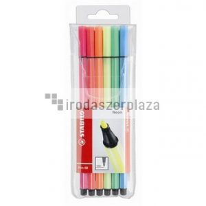 Rostirón készlet, 1 mm, STABILO "Pen 68", 6 neon szín