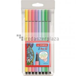 Rostirón készlet, 1 mm, STABILO "Pen 68", 8 pasztell szín