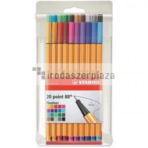 Tűfilc készlet, 0,4 mm, STABILO "Point 88 Big Point", 20 különböző szín