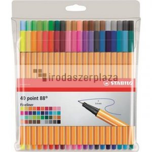 Tűfilc készlet, 0,4 mm, STABILO "Point 88", 40 különböző szín