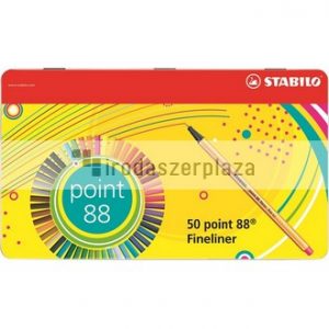 Tűfilc készlet, 0,4 mm, fém doboz, STABILO "Point 88", 47+3 különböző szín