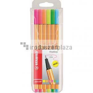 Tűfilc készlet, 0,4 mm, STABILO "Point 88", 6 neon szín