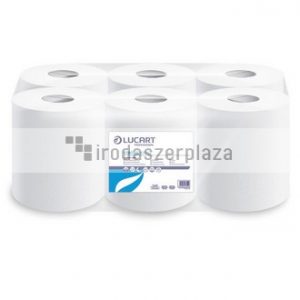 Törlőkendő, szöszszegény, tekercses, belső adagolású, 2 rétegű, LUCART, "Strong 450 CF", optimum fehér