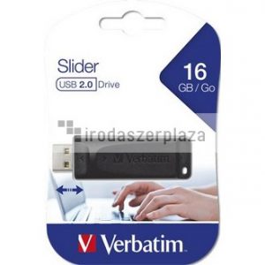 Pendrive, 16GB, USB 2.0, VERBATIM "Slider", fekete