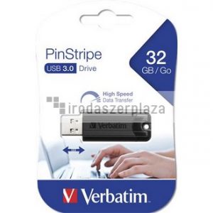Pendrive, 32GB, USB 3.2, VERBATIM "Pinstripe", fekete