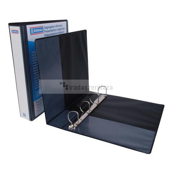 Gyűrűs könyv, panorámás, 4 gyűrű, D alakú, 63 mm, A4, PP, DONAU, fekete - Image 2
