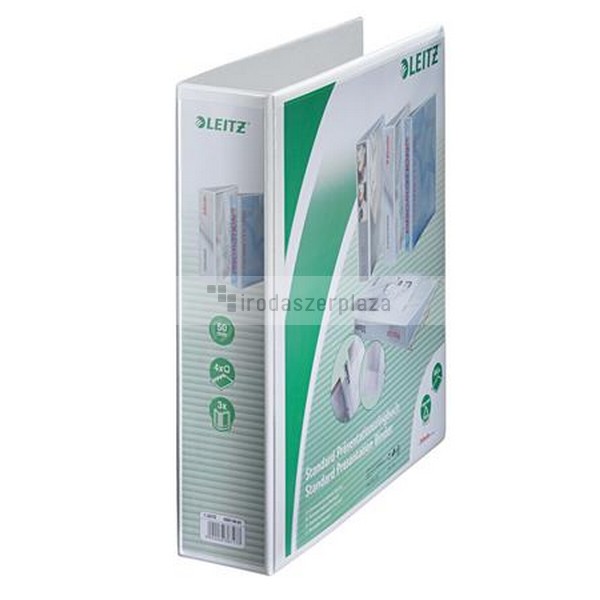 Gyűrűs könyv, panorámás, 4 gyűrű, D alakú, 77 mm, A4 Maxi, PP, LEITZ, fehér - Image 2