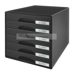 Irattároló, műanyag, 6 fiókos, LEITZ "Plus", fekete