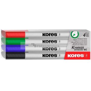 Tábla- és flipchart marker készlet, 1-3 mm kúpos, KORES "K-Marker", 4 különböző szín