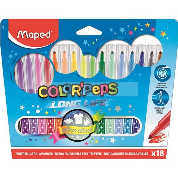 Filctoll készlet, mosható, MAPED "Color`Peps", 18 különböző szín - Image 2