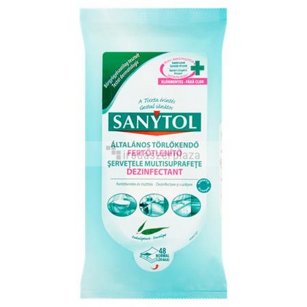 Fertőtlenítő tisztítókendő, 36 db maxi/72 db standard, SANYTOL