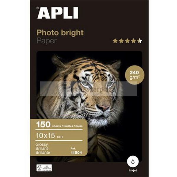 Fotópapír, tintasugaras, 10x15 cm, 240 g, fényes, APLI "Photo Bright" - Image 2