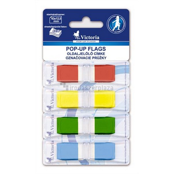 Jelölőcímke, műanyag, 4x36 lap, 43x12,5 mm, VICTORIA OFFICE, vegyes szín - Image 2