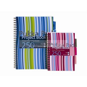 Spirálfüzet, A5, vonalas, 125 lap, PUKKA PAD "Stripe project book"