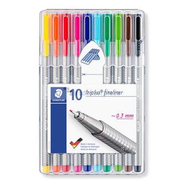 Tűfilc készlet, 0,3 mm, STAEDTLER "Triplus 334", 10 különböző szín - Image 2
