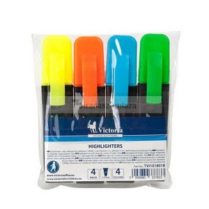 Szövegkiemelő készlet, 1-5 mm, VICTORIA OFFICE, "Color 200", 4 különböző szín