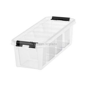 Műanyag tárolódoboz, fekete fogantyúkkal, 4 rekeszes, SMARTSTORE "Classic 4", átlátszó