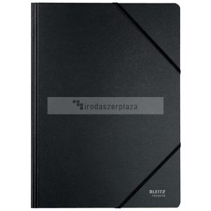 Gumis mappa, karton, A4, LEITZ "Recycle", fekete