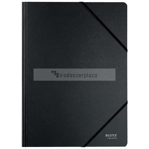 Gumis mappa, karton, A4, LEITZ "Recycle", fekete