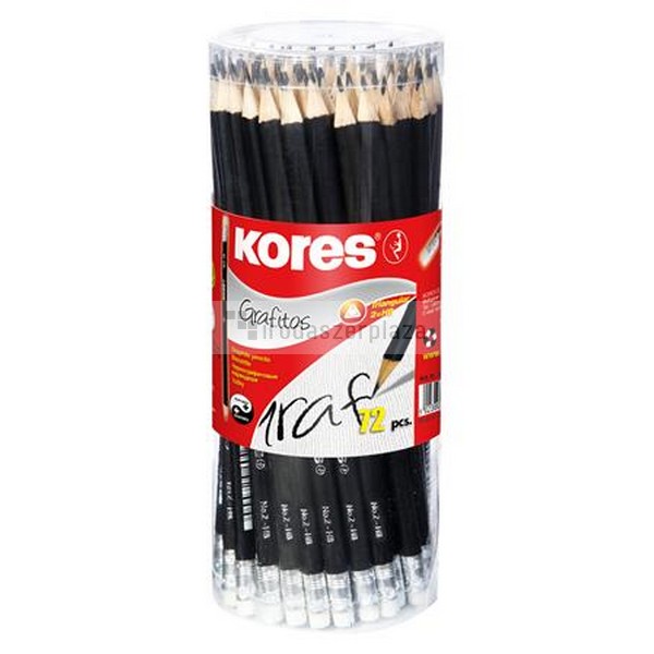 Grafitceruza radírral, HB, háromszögletű, KORES