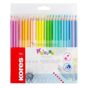Színes ceruza készlet, háromszögletű, KORES "Kolores Pastel", 24 pasztell szín